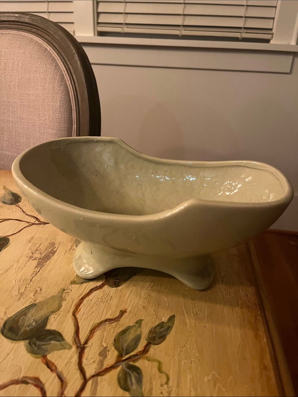 Vintage Ceramic Dish Garden Bowl in Pale Green - Home Art